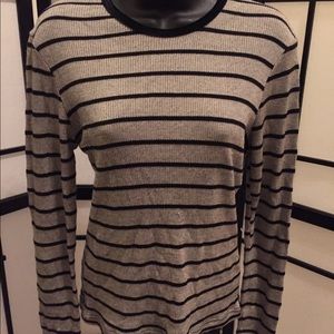 Long sleeve black grey striped top